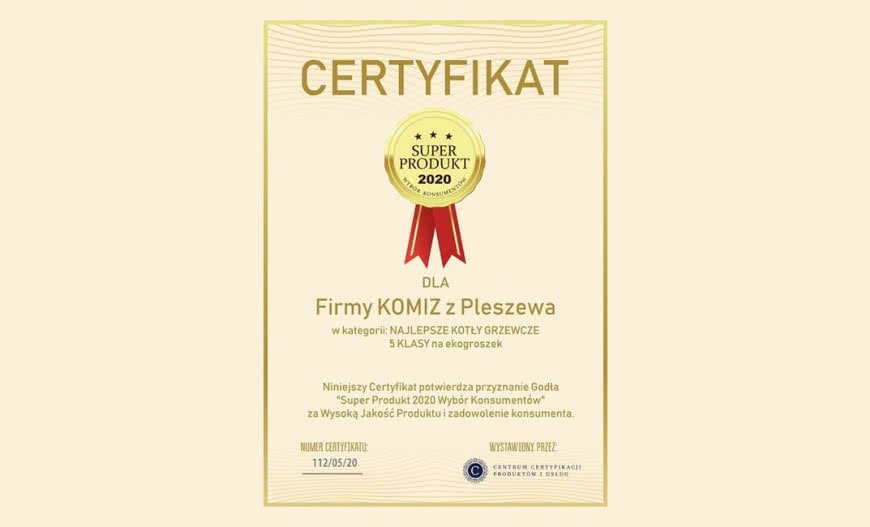 Firma Komiz z tytułem "Super Produkt 2020"!